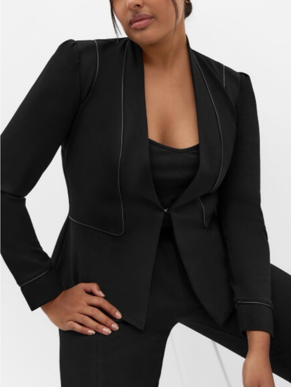 City Chic piping praise blazer - size L/20 - black